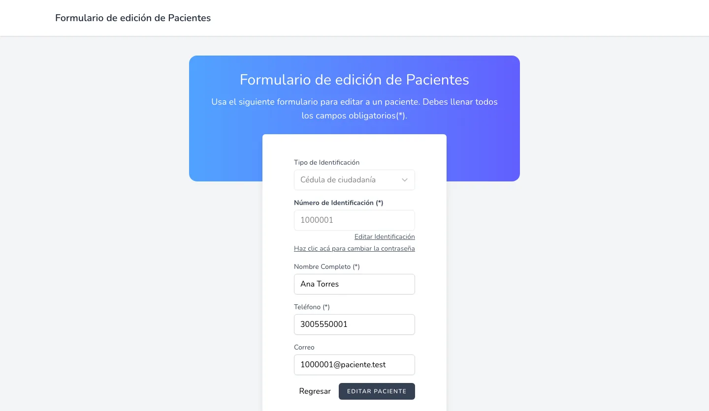 Historial de un paciente que muestra cuándo descargó su examen